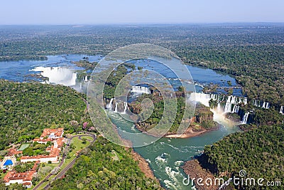 Iguazu falls helicopter view, Argentina Stock Photo