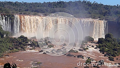 Powerful Phenomenon of Iguazu Falls from the Brazilian side. Stock Photo