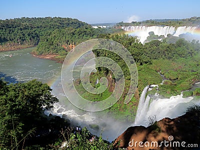 Iguazu Falls and rainbow Stock Photo