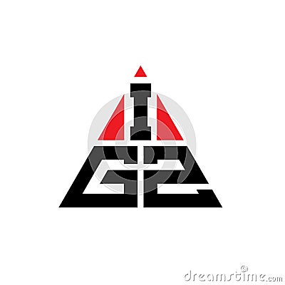 IGZ triangle letter logo design with triangle shape. IGZ triangle logo design monogram. IGZ triangle vector logo template with red Vector Illustration