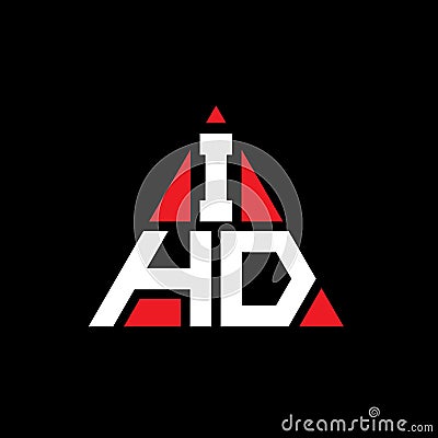 IHD triangle letter logo design with triangle shape. IHD triangle logo design monogram. IHD triangle vector logo template with red Vector Illustration