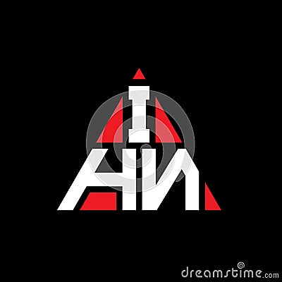 IHN triangle letter logo design with triangle shape. IHN triangle logo design monogram. IHN triangle vector logo template with red Vector Illustration