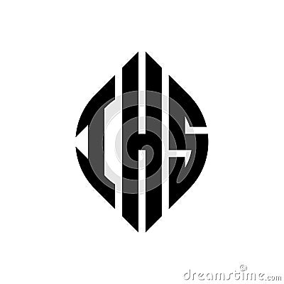 IHS circle letter logo design with circle and ellipse shape. IHS ellipse letters with typographic style. The three initials form a Vector Illustration