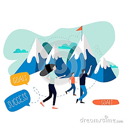 Business goal, targeting success, career challenges and opportunities flat vector illustration design. Reaching professional objec Vector Illustration