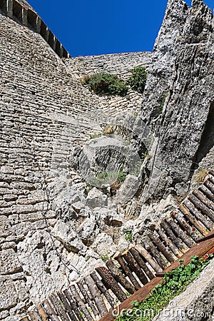 Iin the courtyard of fortresses Guaita on Mount Titan. Stock Photo