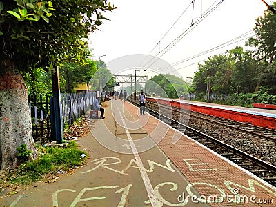 Indian Railway Station with human Editorial Stock Photo