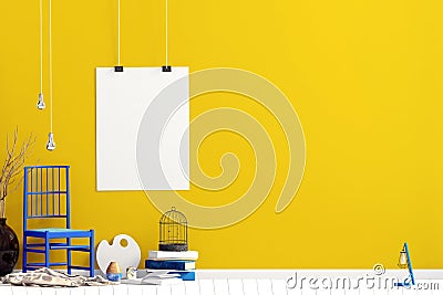 Iinterior design in contemporary style. Mock up poster. Cartoon Illustration