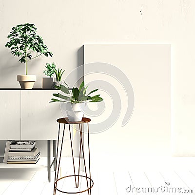Iinterior design in contemporary style. Mock up poster. 3D illustration Stock Photo