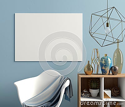 Iinterior design in contemporary style. Mock up poster. Cartoon Illustration