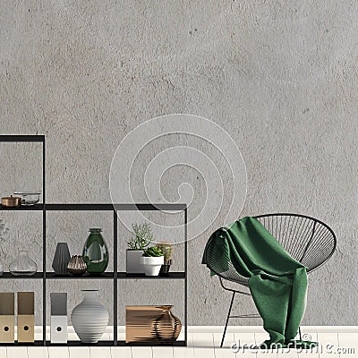 Iinterior design in contemporary style. Mock up wall. Cartoon Illustration