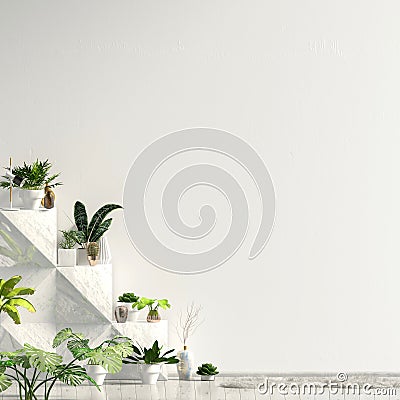 Iinterior design in contemporary style. Mock up wall.n Cartoon Illustration