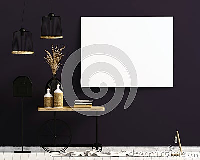 Iinterior design in country style. Mock up poster. Cartoon Illustration