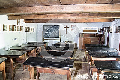 Iinterior of the historic old village school in city of Lowicz Editorial Stock Photo