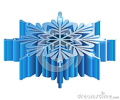 Iisometric 3D snowflake. Cartoon Illustration