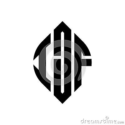 IJF circle letter logo design with circle and ellipse shape. IJF ellipse letters with typographic style. The three initials form a Vector Illustration