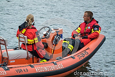 Ijmuiden, Netherlands - August 18 2015 : Water rescue brigade at the Ijmuiden harbour festival Editorial Stock Photo