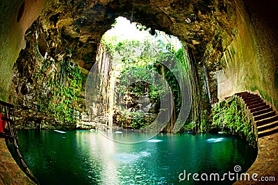 Ik-Kil Cenote Stock Photo