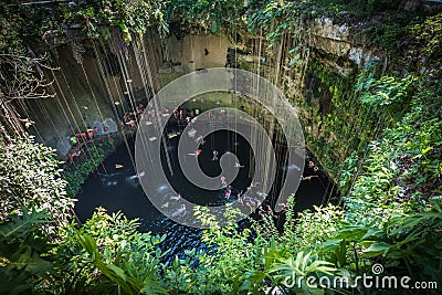 Ik Kil cenote, Yucatan popular landmark, Mexico Editorial Stock Photo