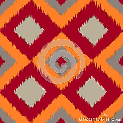 Ikat brown seamless pattern curtain, textile design, bed linen, wallpaper, surface texture background. Stock Photo