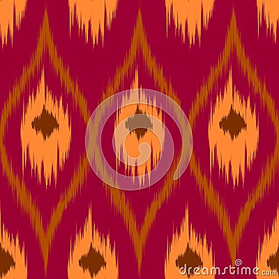 Ikat brown vector seamless pattern curtain, textile design, bed linen, wallpaper, surface texture background. Vector Illustration