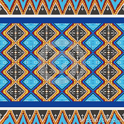 Ikat embroidery local fabric pattern with geometric seamless Stock Photo