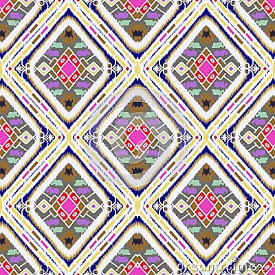 Ikat embroidery local fabric pattern tribal with geometric seamless Stock Photo