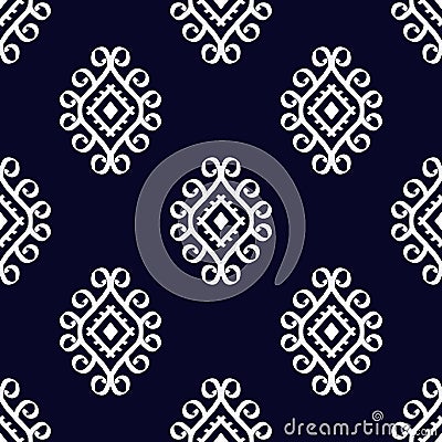 Ikat ethnic tribal textile American African fabric Aztec geometric motif mandalas native boho bohemian carpet india Asia Stock Photo