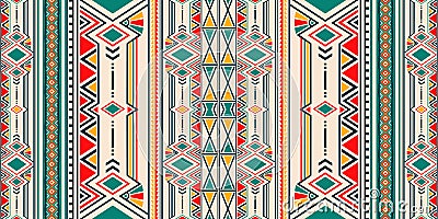 Ikat geometric folklore ornament for ceramics, wallpaper, textile, web, cards. Ethnic pattern. Border ornament. Native american Vector Illustration