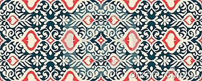 Ikat geometric folklore ornament. Oriental vector damask pattern. Vector Illustration