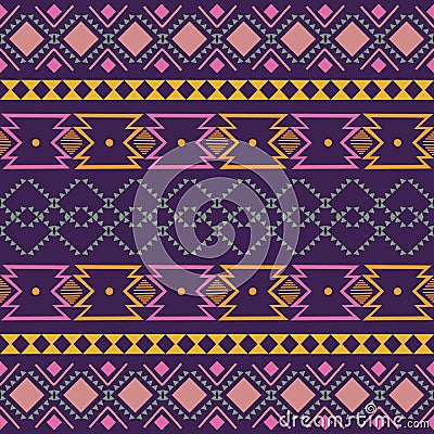 Ikat geometric folklore ornament. Tribal ethnic vector texture. Seamless striped pattern in Aztec style. Figure tribal embroidery Vector Illustration