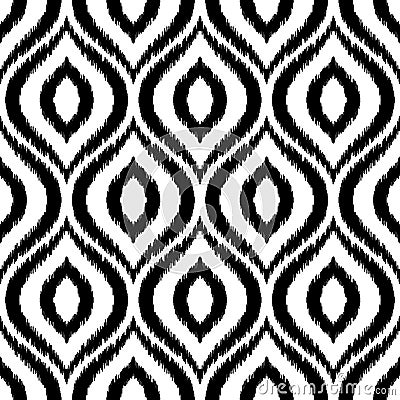 Ikat damask seamless pattern. Vector Illustration