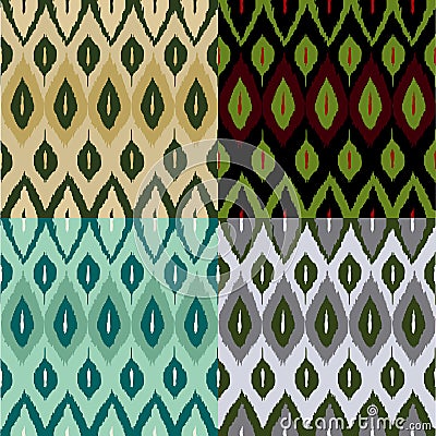 Ikat pattern set Vector Illustration