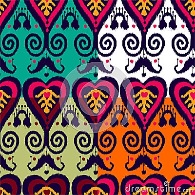 Ikat pattern set Vector Illustration