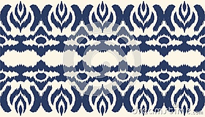 Ikat seamless border print. Vector tie dye shibori pattern with stripes and chevron. Vector Illustration