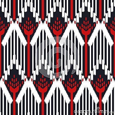 Ikat Seamless Pattern Design. Ethnic fabric. Bohemian fashion Vector Illustration