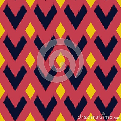 Ikat Seamless Pattern Design for Fabric Stock Photo