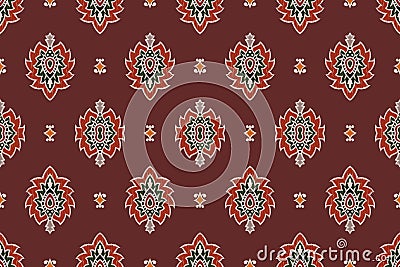 Ikat tribal Indian seamless pattern. African American oriental traditional vector illustrations. Embroidery style. Vector Illustration