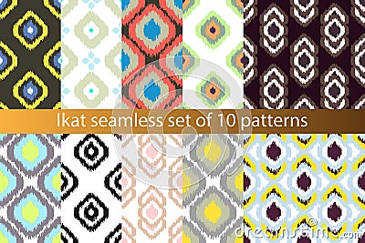 Ikat vector seamless pattern set. Abstract Vector Illustration