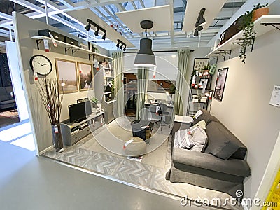 Ikea furniture store, inside shopping area Editorial Stock Photo