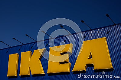 Ikea logo in warehouse building Editorial Stock Photo