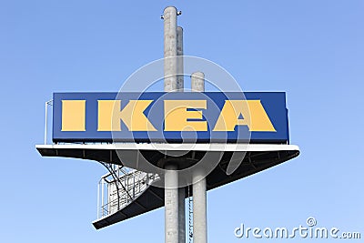 IKEA sign on a pole Editorial Stock Photo