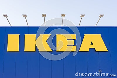 IKEA sign on a wall in Canberra, Australia Editorial Stock Photo