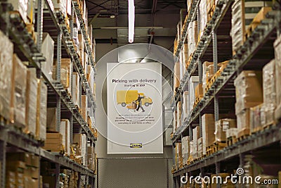 Ikea warehouse pallet racks industrial warehouse Editorial Stock Photo