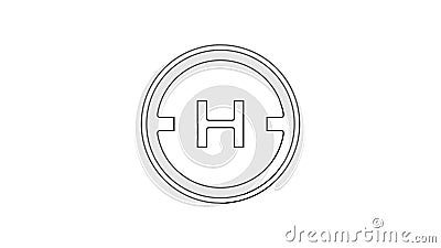 Ikon för landningsplats för svart linje med helikopter isolerad på vit bakgrund. helipad area plattform h 4 k videorörelse vektor illustrationer Ikon för landningsplats för svart linje med helikopter isolerad på vit bakgrund. helipad area plattform h 4 k videorörelse vektor illustrationer