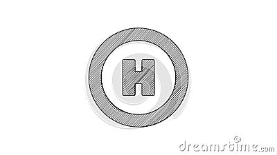 Ikon för landningsplats för svart linje med helikopter isolerad på vit bakgrund. helipad area plattform h 4 k videorörelse vektor illustrationer Ikon för landningsplats för svart linje med helikopter isolerad på vit bakgrund. helipad area plattform h 4 k videorörelse vektor illustrationer
