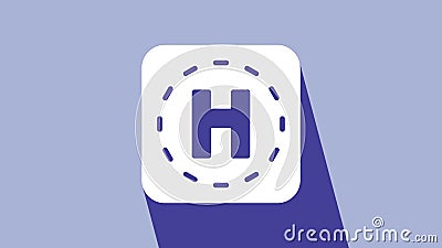Ikon för vit helikopterlandningsplatta isolerad på lila bakgrund. helipad area plattform h 4 k videorörelse royaltyfri illustrationer Ikon för vit helikopterlandningsplatta isolerad på lila bakgrund. helipad area plattform h 4 k videorörelse royaltyfri illustrationer