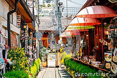 Ikseon-dong Hanok Village. Cafe and restaurant street in Seoul, Korea Editorial Stock Photo