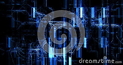 Il computer blu astratto del circuito collega il movimento del fondo, il concetto della tecnologia futura e le informazioni illustrazione di stock Il computer blu astratto del circuito collega il movimento del fondo, il concetto della tecnologia futura e le informazioni illustrazione di stock