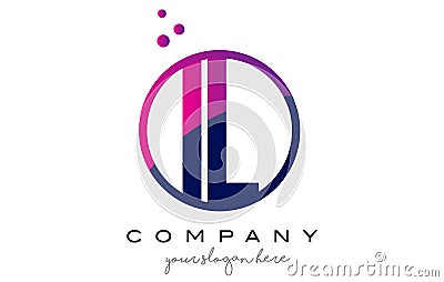 IL I L Circle Letter Logo Design with Purple Dots Bubbles Vector Illustration