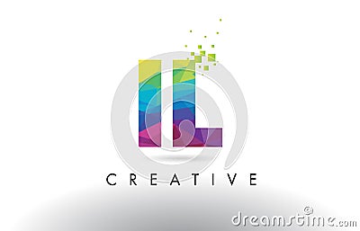 IL I L Colorful Letter Origami Triangles Design Vector. Vector Illustration